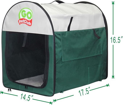Go Pet Club 18" Rounded Top Soft Collapsible Dog Crate, Portable Pet Carrier, Thick Padded Pet Travel Crate for Indoor & Outdoor, Soft Sided Pet Foldable Kennel Cage with Durable Mesh Windows, Green