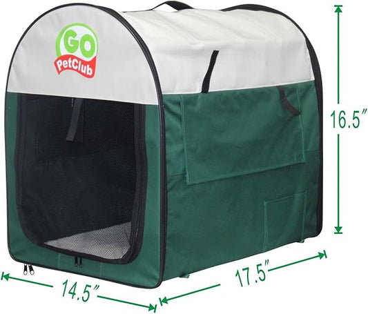 Go Pet Club 18" Rounded Top Soft Collapsible Dog Crate, Portable Pet Carrier, Thick Padded Pet Travel Crate for Indoor & Outdoor, Soft Sided Pet Foldable Kennel Cage with Durable Mesh Windows, Green