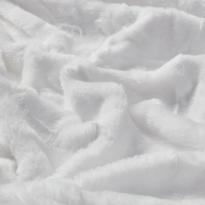 Madison Park Zuri Soft Plush Luxury Oversized Faux Fur Throw Animal Stripes Design, Faux Mink On The Reverse, Modern All Seasons Blanket for Bed, Sofa Couch, Office, White, 60x70