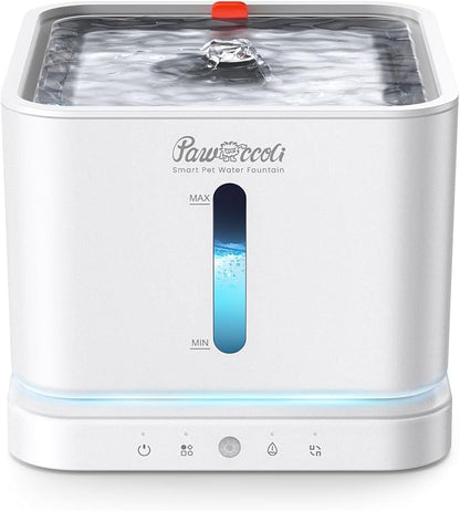 Cordless Cat Water Fountain, 3L/100oz Stainless Steel Tray, Cat Fountains for Drinking, Pet Water Fountains Indoor, Automatic Dog Water Bowl Dispenser, Rechargeable Battery Operated White
