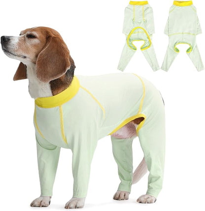 FUAMEY UPF 50+ Dog Sun Protection Full-Body Shirt for Small Dogs, Puppy Cooling Jumpsuit with Quick-Dry Stretchable Fabric, Outdoor Pet Dirt-Resistant Shedding Control Onesie for Summer, Green, XS