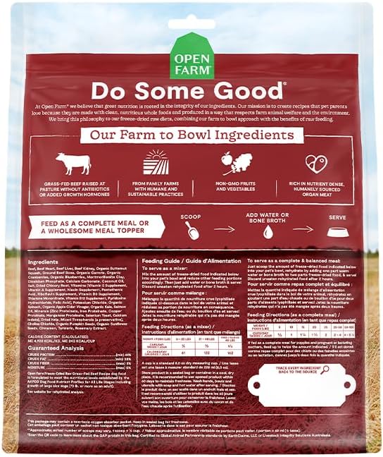 Open Farm Freeze Dried Raw Dog Food, Beef Bite-Sized Morsels, 31.5oz Bag