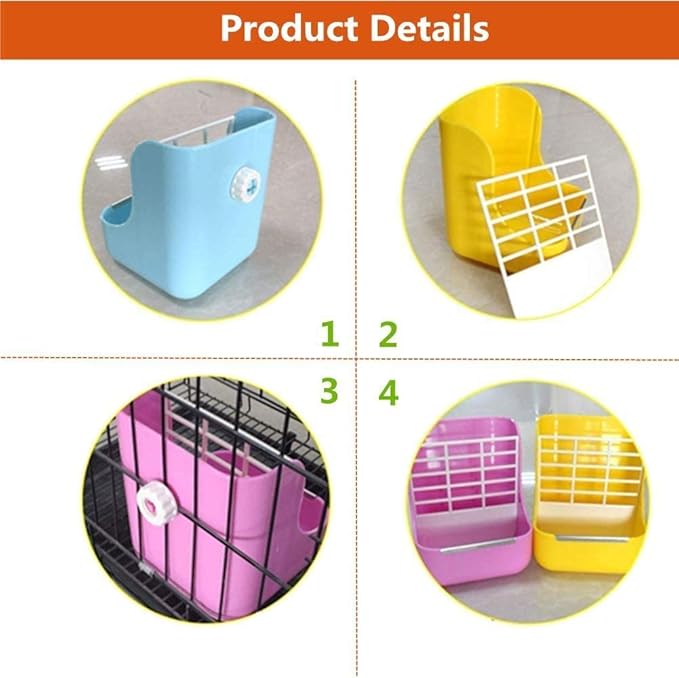 Rabbit Supplies with Bowl & Hay Feeder - Accessories for Bunnies & Guinea Pigs, 6x6x7 Inches (White)