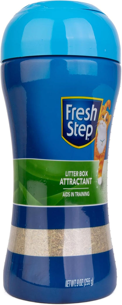 Fresh Step Litter Box Attractant Powder, Cat Litter Training Aid to Encourage Litter Box Use, Herbal Blend Additive Works with Any Litter Type for Cats and Kittens, No-Mess Sprinkle Bottle, 9 Ounce
