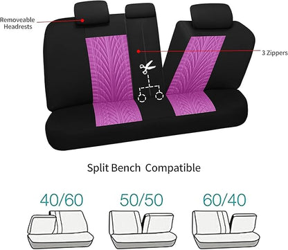 VarCozy Car Seat Covers Full Set, Front & Split Rear Bench for Car, Universal Cloth SUV, Sedan, Van, Automotive Interior Covers, Airbag Compatible