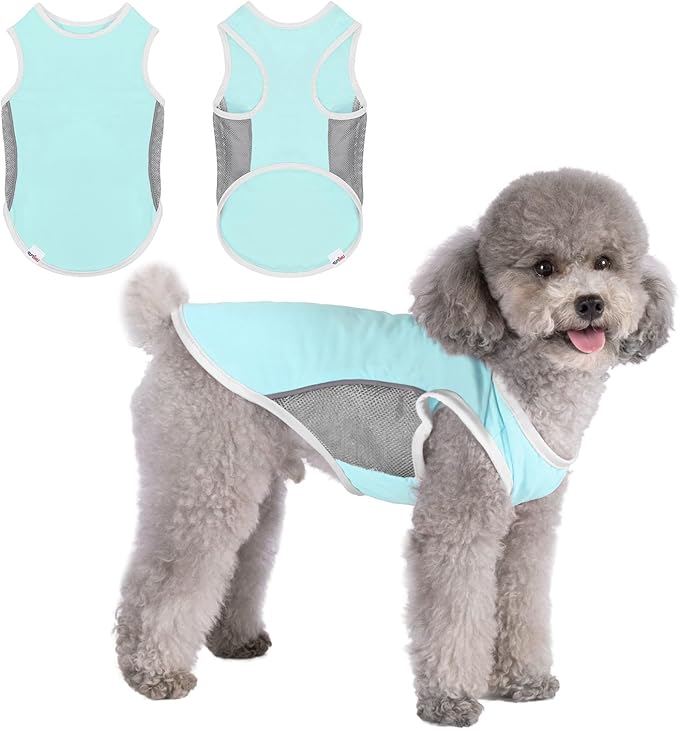 UPF 50+ Sun Protection Dog Shirt for Small Medium Dogs - Breathable Sleeveless Vest with Reflective Strips, Sports Fan Pet T-Shirt, Lightweight UV Protective Apparel P23ST00501L