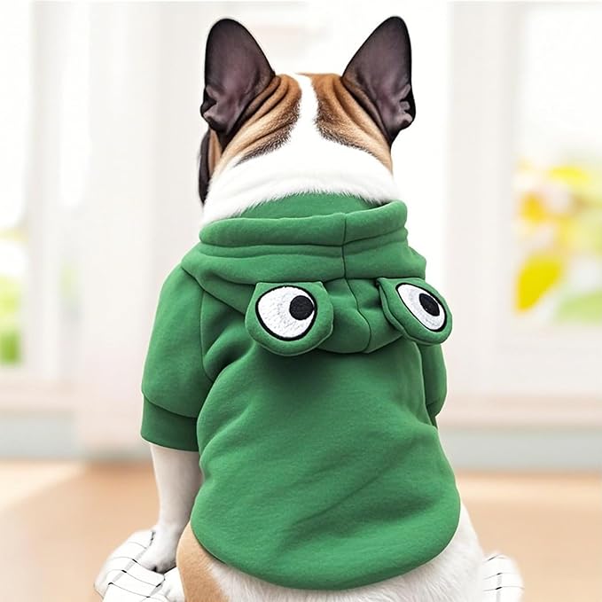 Pet Clothing Dog Transformation Frog Hoodie Autumn and Winter Warm Small Large Dog Method Dou Cat Bullfighting Clothes (Frog,L)