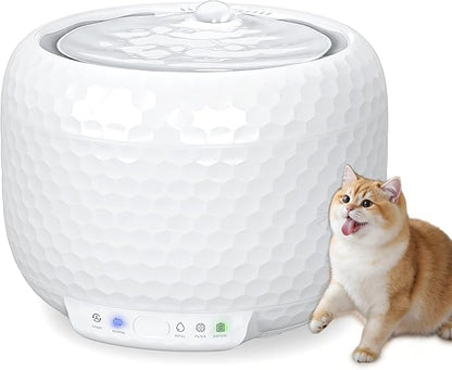 1.8L Wireless Cat Water Fountain with 5200mAh Rechargeable Battery, Ultra Quiet Pump Pet Water Dispenser, 2 Flow Modes Automatic Drinking Fountain for Cats & Small Dogs