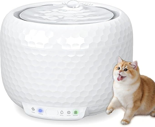 1.8L Wireless Cat Water Fountain with 5200mAh Rechargeable Battery, Ultra Quiet Pump Pet Water Dispenser, 2 Flow Modes Automatic Drinking Fountain for Cats & Small Dogs
