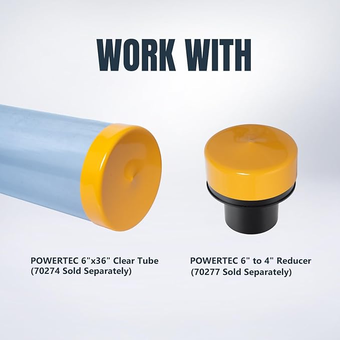 POWERTEC 6" ID Dust Collection End Cap for 6" OD Pipes, Plastic Pipe Cover for Woodworking Dust Systems, 2-Pack (70453-P2)