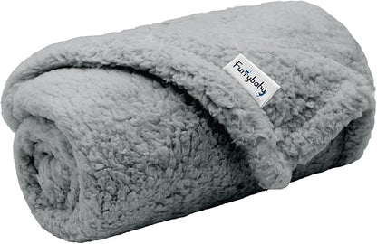 furrybaby Dog Blankets for Small Dogs, Puppy Small Fleece Blankets for Pets, Premium Cat Blanket, Sherpa Pet Blanket Washable for Pet Kitten Doggy (Grey, 24x32 in, S)