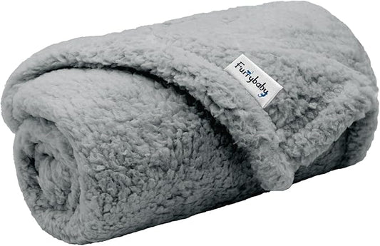 furrybaby Dog Blankets for Small Dogs, Puppy Small Fleece Blankets for Pets, Premium Cat Blanket, Sherpa Pet Blanket Washable for Pet Kitten Doggy (Grey, 24x32 in, S)