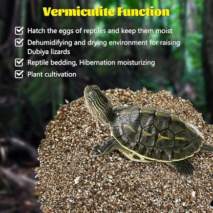 Hamiledyi Vermiculite for Incubating Reptile Eggs Terrarium Bedding Snake Habitat Substrate Reptile Bedding for Tortoise, Gecko, Ball Python, Salamander, Snake, Horned Frog(2Pack,0.87gal)