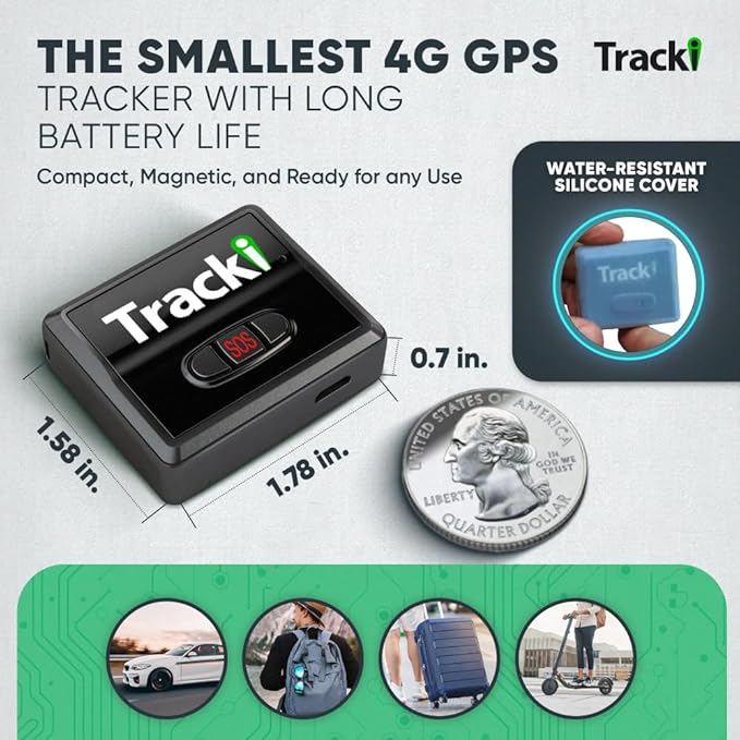 Tracki GPS Tracker for Vehicles – Real-Time 4G LTE Assets & Car Tracking Device with App, Magnetic Mount, Compact Design, Worldwide Coverage – iOS & Android (Tracker 1 Year Subscription Incl.)