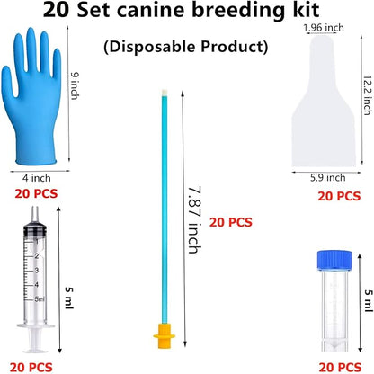 20 Set AI Artificial Insemination Dog Breeding Kit, Canine Breeding Kit, Dog Insemination Breeder Kit, Disposable Canine Artificial Insemination, Canine Breeding Supplies (7.87 inch) S