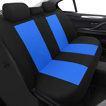 Tapha Universal Car Seat Covers Full Set - Front and Rear Split Bench, Easy to Install, Breathable and Washable Universal Interior Covers for Auto, SUV, Sedan, Van, Airbag Compatible, Black & Blue