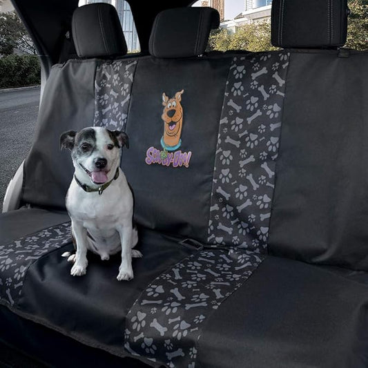 Warner Bros Scooby Doo Rear Back Seat Bench Pet Seat Cover for Cars SUVs Trucks Sedans, Waterproof Heavy Duty Durable Universal Fit Automotive Protection for Dogs Puppy Cats Travel Companions Washable