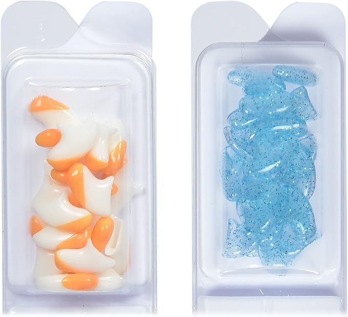 Kitty Caps Nail Caps for Cats, White with Orange & Clear with Blue Glitter - Safe, Stylish & Humane Alternative to Declawing Stops Snags & Scratches, Large (13 lbs or More), 40 Count - 3 Pack