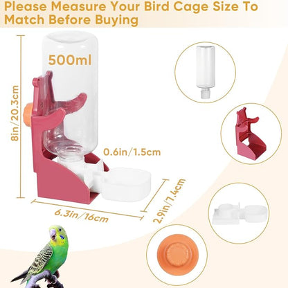 Kenond No Mess Bird Feeders Water Dispenser Set，Automatic Feeders for Cage | Automatic Parrot Feeder Cage Accessories, Clear Seed Container Food Drinker for Cage, for Cockatiel Lovebirds Budgies Canary