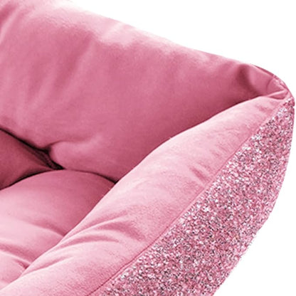 Sparkles Home Pet Bed, Sparkling Rhinestones, Soft, Comfortable Velvet, for Lounging Dogs, Cats, Pets, Pink, Small, Sold Individually
