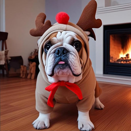 Pet Clothing Dog Transformation Frog Hoodie Autumn and Winter Warm Small Large Dog Method Dou Cat Bullfighting Clothes (elk,S)