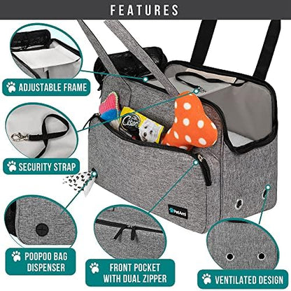 PetAmi Small Dog Purse Carrier, Airline Approved Soft Sided Tote, Gray