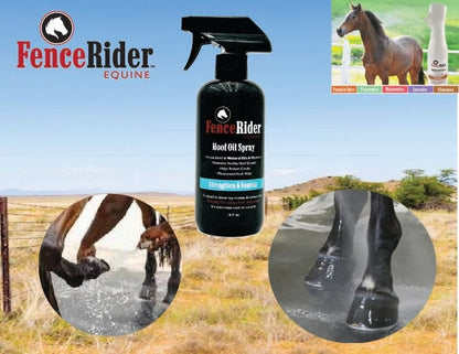 Fence Rider Hoof Oil Spray, Premium Blend of Natural Oils and Nutrients to Balance Hoof Moisture, While Working to Correct Cracks and Counteract Rot. 16 oz Ready to Use (16 oz)