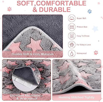 Reginary 4 Pcs Guinea Pig Fleece Cage Liners, Cute Star, 28 x 56 Inch