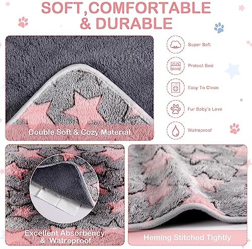Reginary 4 Pcs Guinea Pig Fleece Cage Liners, Cute Star, 24 x 16 Inch