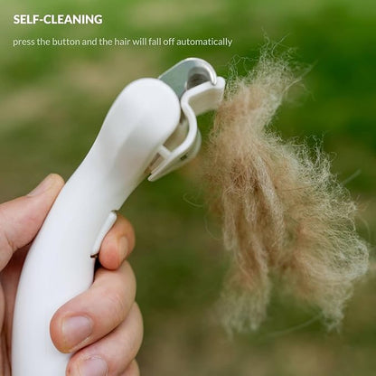 Self Cleaning Grooming Rake Brush for Shedding Gently Removes Loose Undercoat Mats Tangled Deshedding Grooming Tool for Dogs Cats Extra Wide (Blue)