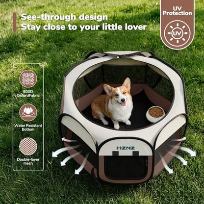 Dog Cat Small Animal Puppy Playpen Crate, Medium, Brown