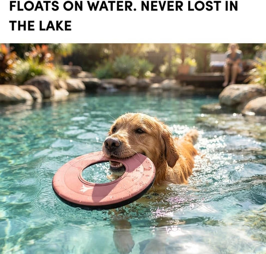OllyDog Super Flyer Dog Flying Disc – Floating Fetch Toy for Water Play, Soft Eco-Friendly Recycled Fabric, Gentle on Teeth, 11" for Medium & Large Dogs (Desert, 11")