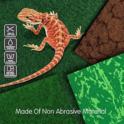 2PCS Reptile Carpet 20 Gallon, Pet Terrarium Liner, Reptiles Cage Mat/Substrate for Snakes, Chameleons, Geckos and Bearded Dragon Tank Accessories with Tweezers Feeding Tongs Desert(30*12in)