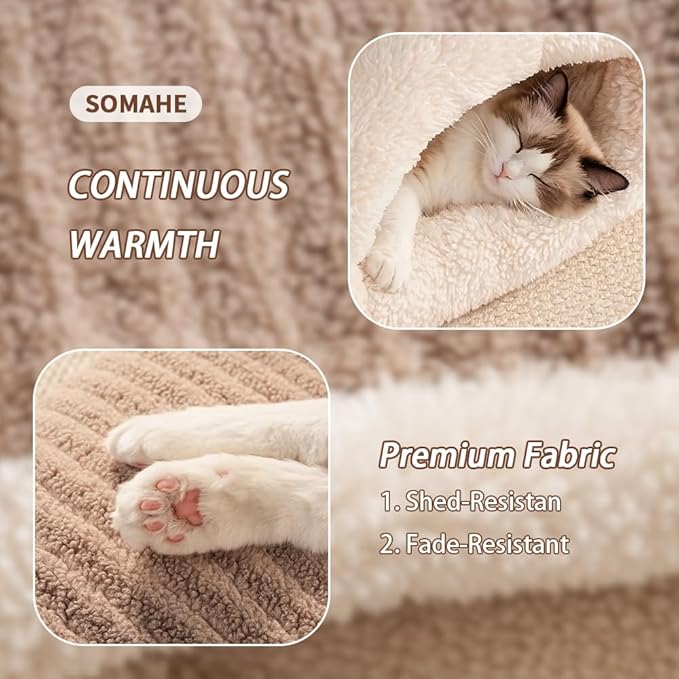 Cat Sleeping Bag for Indoor Cats, Self Warming Cat Bed Cave Fits up to 15 lbs Pets, Pet Sleeping Bed with Plush Portable Snuggle Sack/Hideway 17''×21''Blue