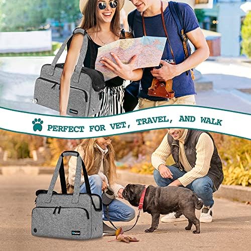 PetAmi Small Dog Purse Carrier, Airline Approved Soft Sided Tote, Gray
