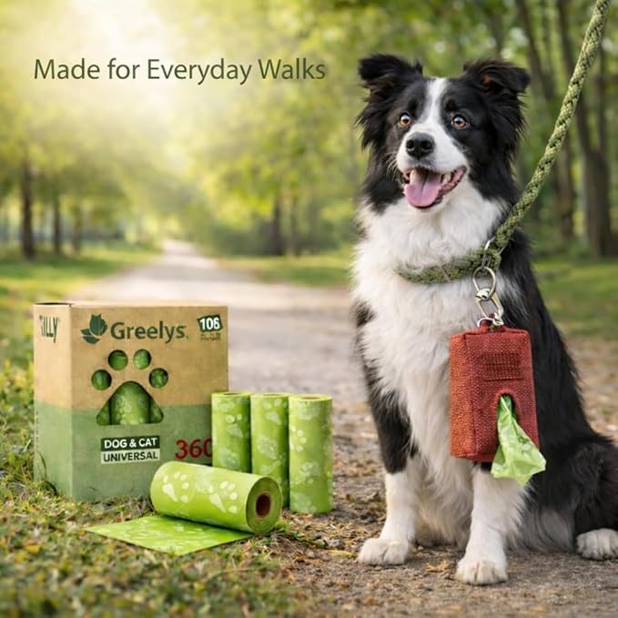 Dog Poop Bags 360 Count – Strong Leak-Proof, Easy Tear, Eco Friendly Biodegradable Waste Bags for Dogs & Cats - Baby Powder
