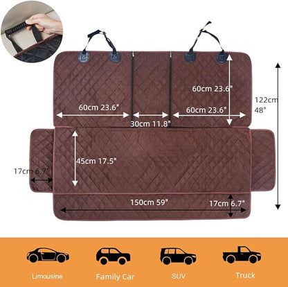 ANOSOSPECIAL Dog Car Seat Cover for Back Seat Cover for Kids,Non Stick Fur Rear Seat Protector for Pet,Nonslip Waterproof Universal Fit Interior for Auto SUV(XL, Coffee Brown)