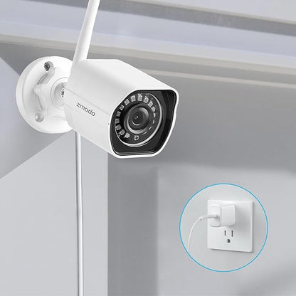 Zmodo 1080p Full HD Outdoor Wireless Security Camera System, 4 Pack Smart Home Indoor Outdoor WiFi IP Cameras with Night Vision, Plug-In, Compatible with Alexa