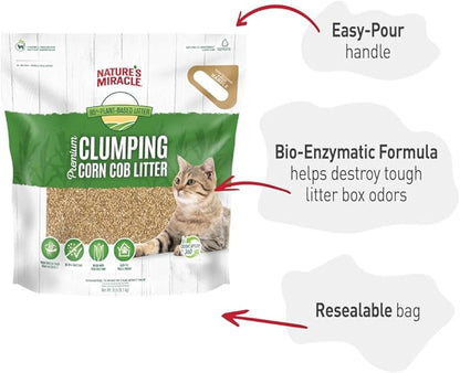 Nature's Miracle Premium Clumping Corn Cob Litter, Tough Odor Bio-Enzymatic Formula, Dust Free, 18lb (2 pack)