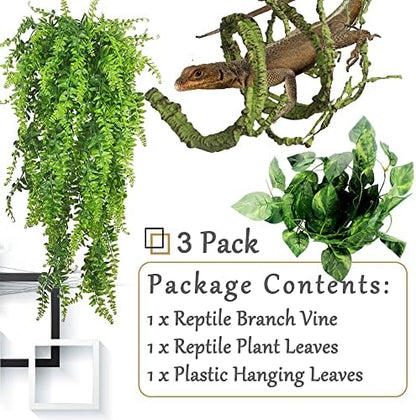 Hamiledyi Fake Reptile Plants for Terrarium, Bendable Snake Climbing Vine