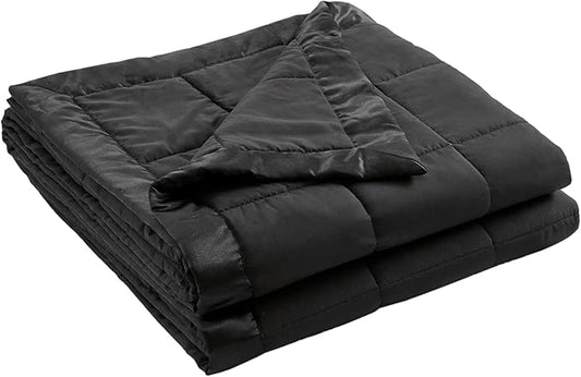 Madison Park Queen Size Blanket Ultra-Soft Microfiber Queen Size, Box Quilting with Satin Binding, All Season & Lightweight Queen Summer Blanket for Bed, Couch & Sofa, Full/Queen, Black