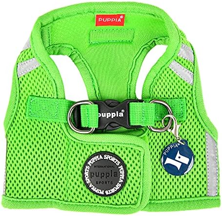 Puppia Soft Vest Dog Harness No Choke Step-in Reflective Triple Layered Breathable Mesh for Small and Medium Dog, Green, X-Large
