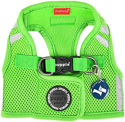 Puppia Soft Vest Dog Harness No Choke Step-in Reflective Triple Layered Breathable Mesh for Small and Medium Dog, Green, X-Large