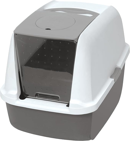 Catit Airsift Litter Pan Large – Covered Cat Litter Box with Dual-Action Odor Control Leak Preventing Design – Includes Filter Pad, Easy to Clean, Reduces Litter Tracking - 22.4” L x 18.3” H x 15.3” W