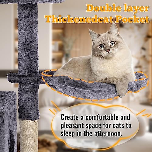 FDW 37.8" Cat Tree Tower | Light Gray | Multi-Level Indoor Activity Center