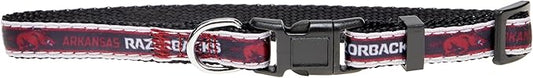Pets First Collegiate PET Collar New Version Arkansas Razorbacks Dog Collar, Size Small. Best Sports Team Color for Dogs & Cats. A Shiny & Colorful Dog & Cat Collar Licensed by The NCAA