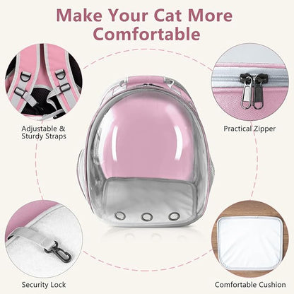 Pet Carrier Backpack Expandable for Cats and Small Dogs, Breathable Anti-Collapse Design, Airline Approved Travel Backpack for Hiking and Outdoor Use (Back Expandable-Pink)