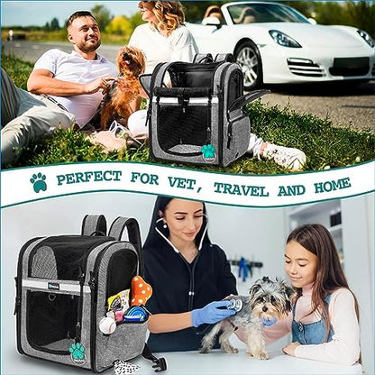 PetAmi Dog Backpack Carrier for Cats, 4-Way Entry Ventilated, 18 lbs, Gray