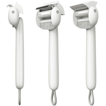 Self Cleaning Grooming Brush for Shedding Pets Rake Gently Removes Loose Undercoat Mats Tangled (White)