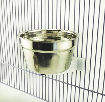 Lixit® Stainless Steel Kennel Food or Water Bowl - Non Spill Hanging Removable Crate Bowls - Carrier Cage Dish for Dogs or Cats for Feeding and Drinking (Stainless Steel, 10 Ounce (Pack of 2))